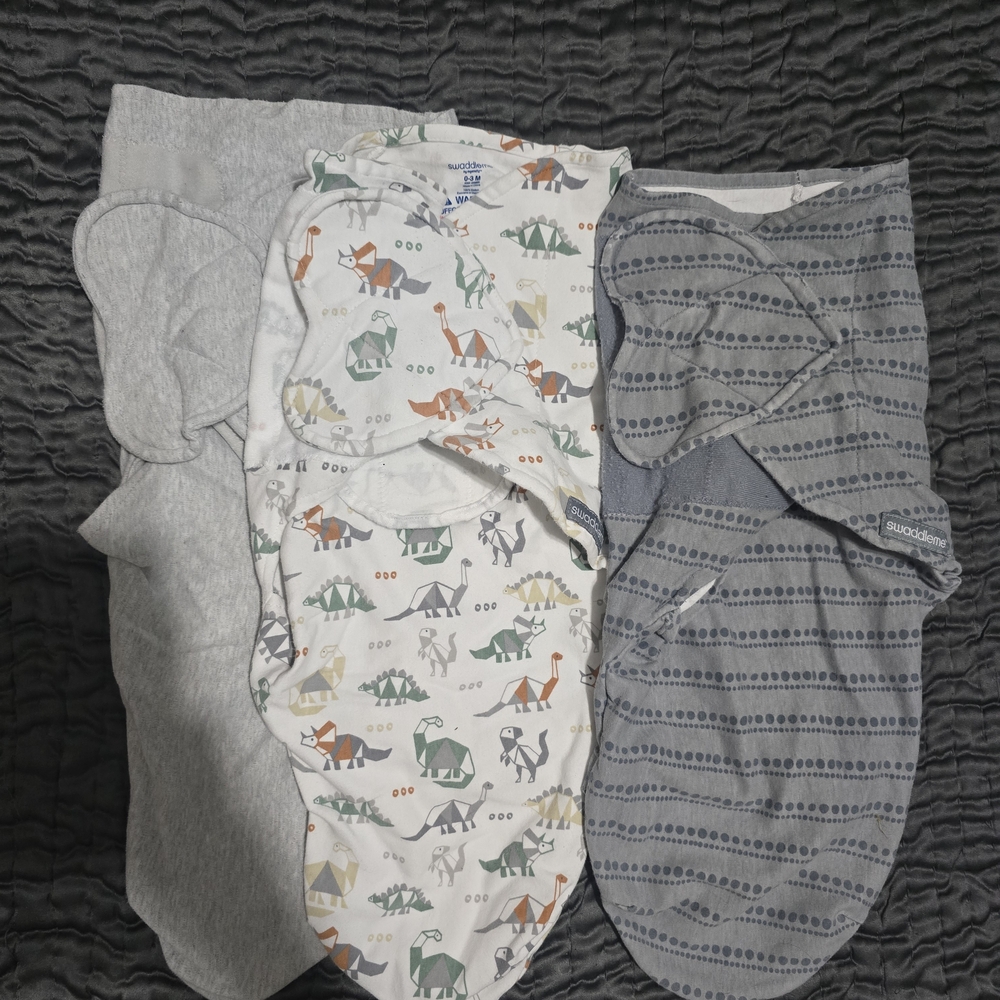 SwaddleMe Kids Pajamas Sleep Sacks - Gray, White, Blue 3 Piece